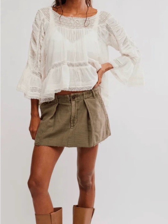 Free People Dresses & Skirts - Free People Olive Utility Pleated Mini Skirt